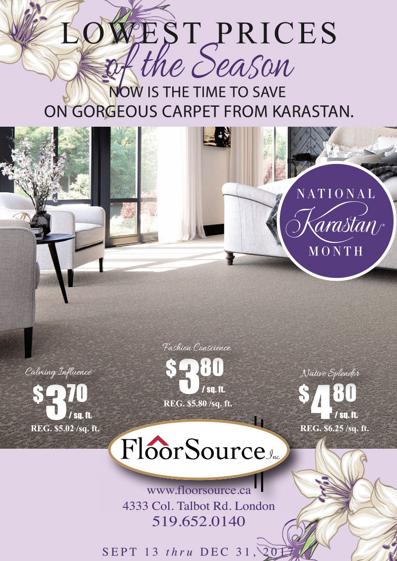Promotional poster for Karastan Carpet - September 13 to December 31, 2017